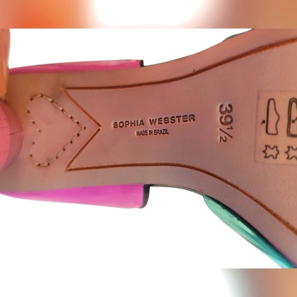 Sophia Webster Neon Multi Color Animal Print Leather Slip on Pump Heels - Picture 11 of 15